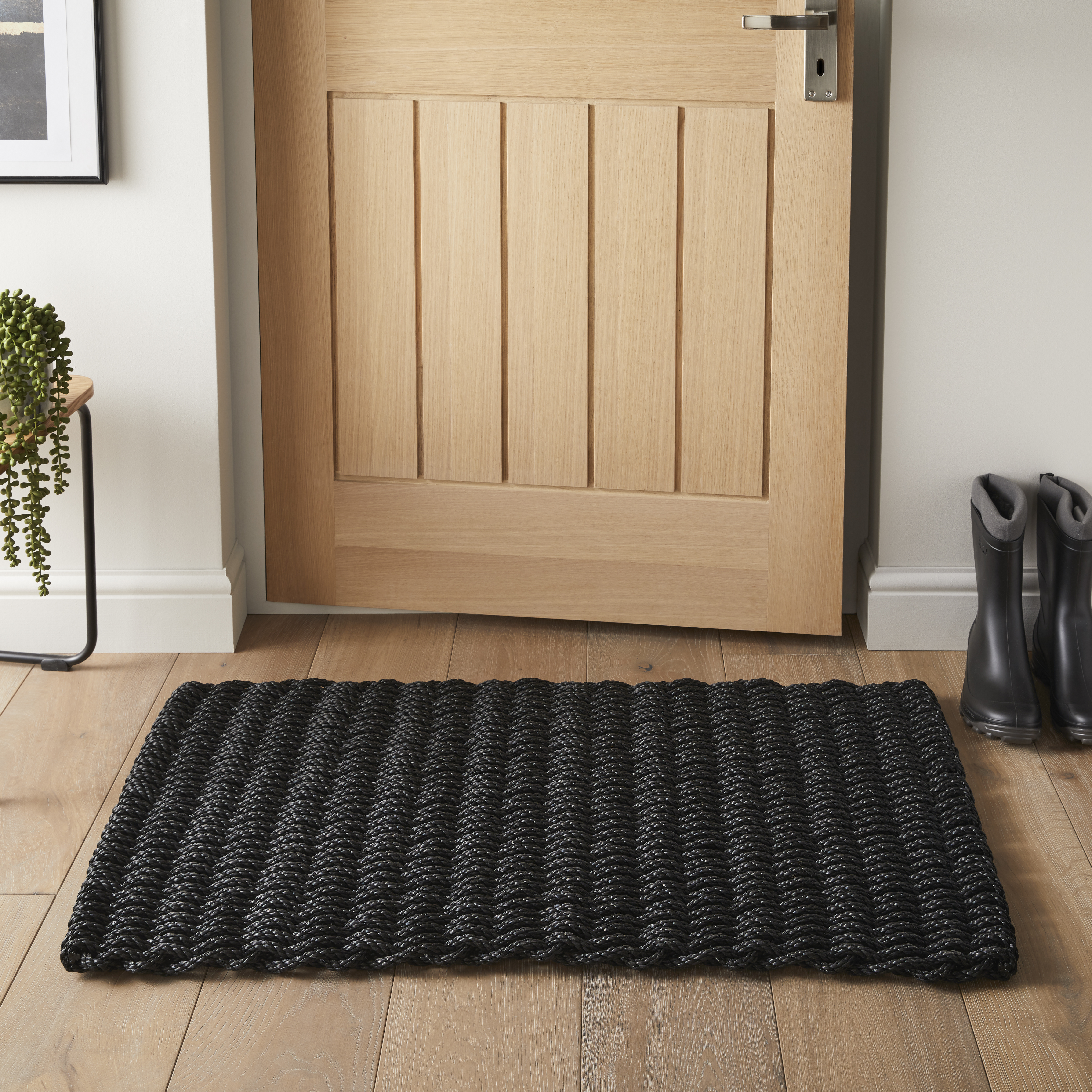 Didsbury Braided Rope Doormat In Charcoal Grey